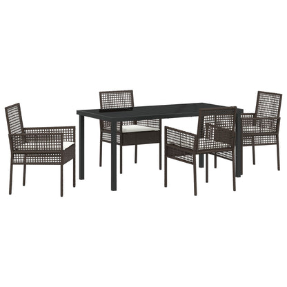 5 Delige Tuin Eetset Met Kussens Bruin Poly Rattan