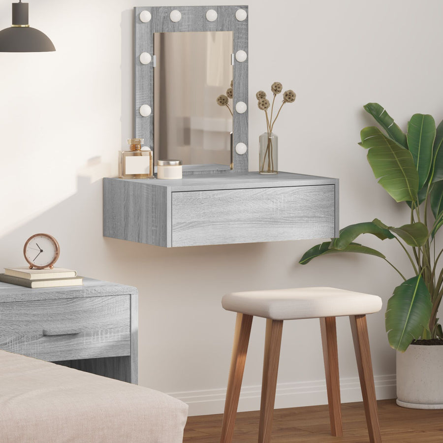 Wandkaptafel Verlichting 60 x 40 x 70 cm Grijs sonoma met LED