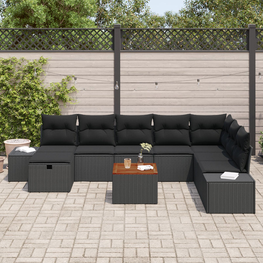 Tuinbank Set Set Van 9 Zwart Rattan Tuin Hoekbank Rechthoekig Wit