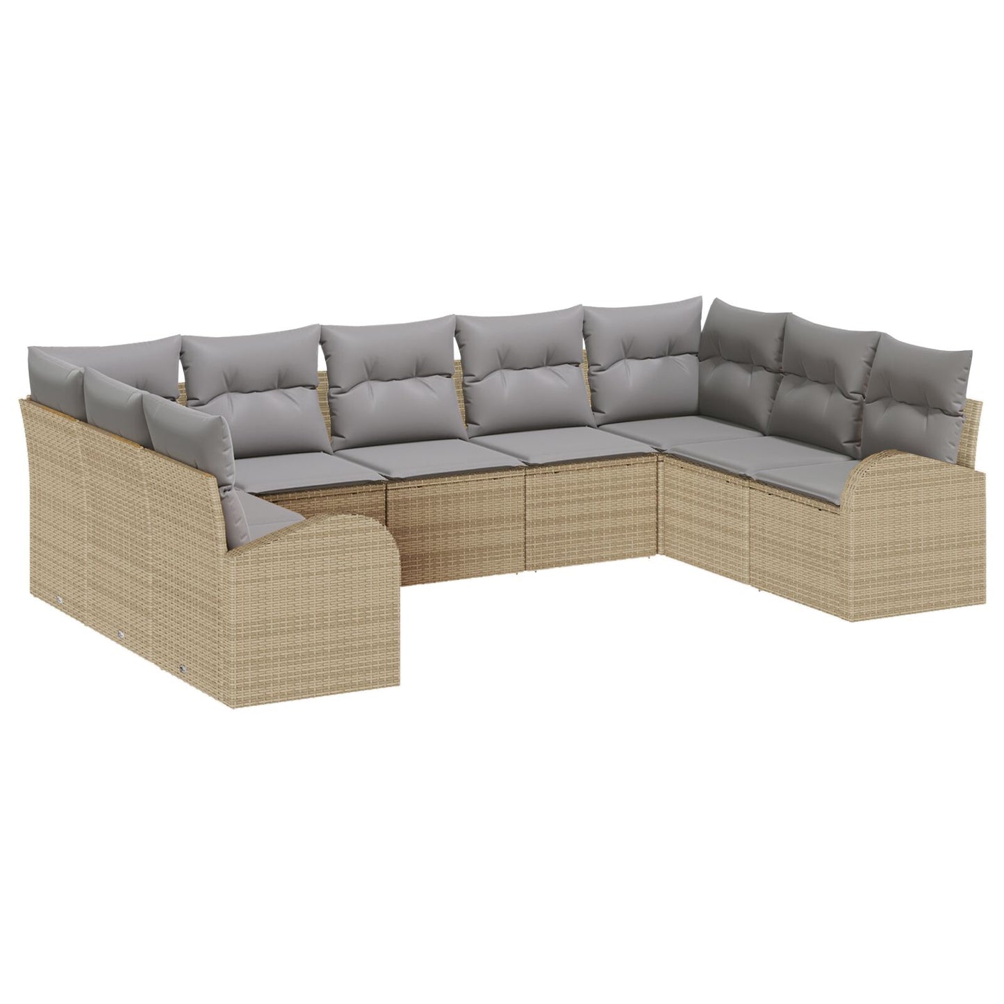9-Delige Tuin Sofa Set Met Kussens Beige Poly Riet