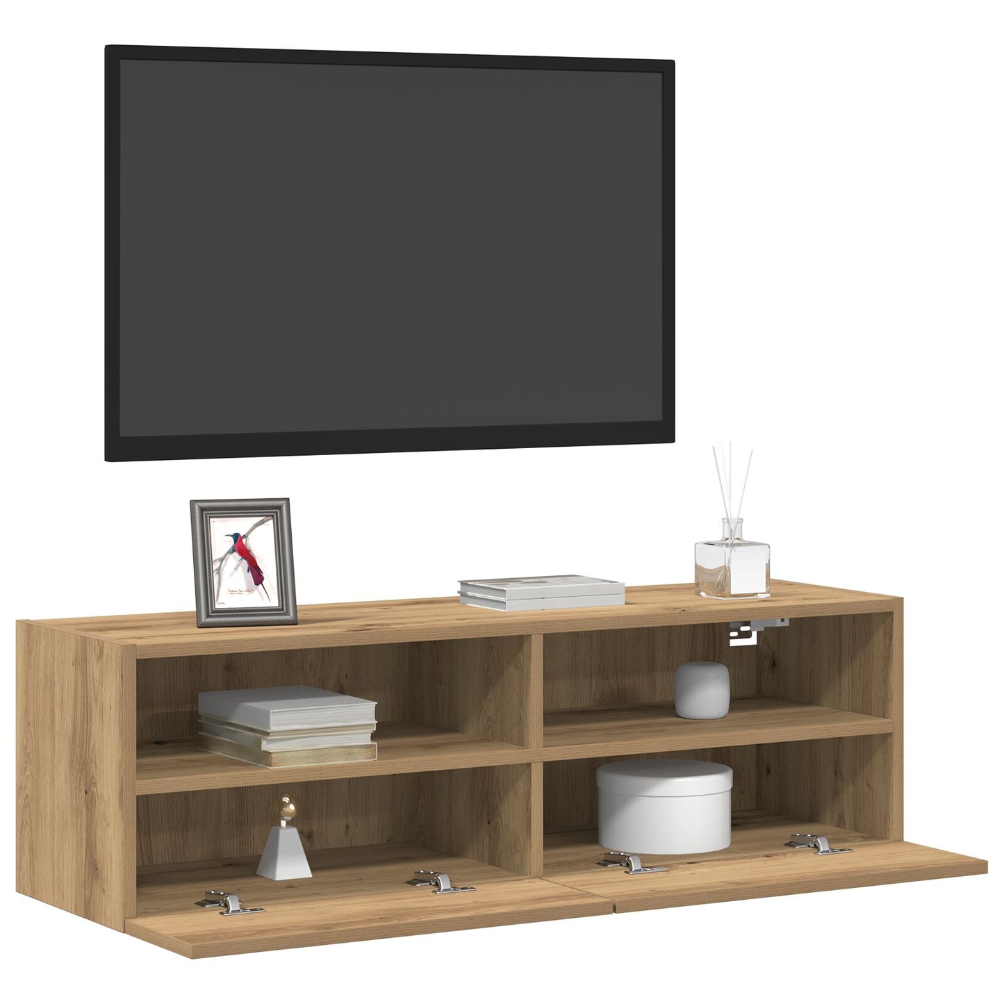 Tv Wandkasten 2 Stuks Bewerkt Hout Artisan eiken