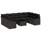 Tuin loungeset 5 personen polyrattan zwart
