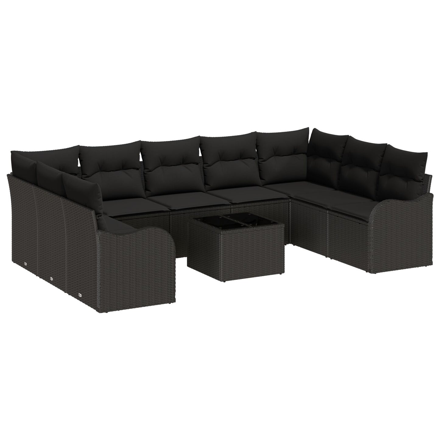 10-delige Tuin Sofa Set met Kussens Beige Poly Rattan, vidaXL 2-Persoons Tuin Sofa met Kussens Zwart Poly Rattan