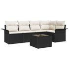 Garden Sofa Set with cushions 6 pcs Black poly rattan