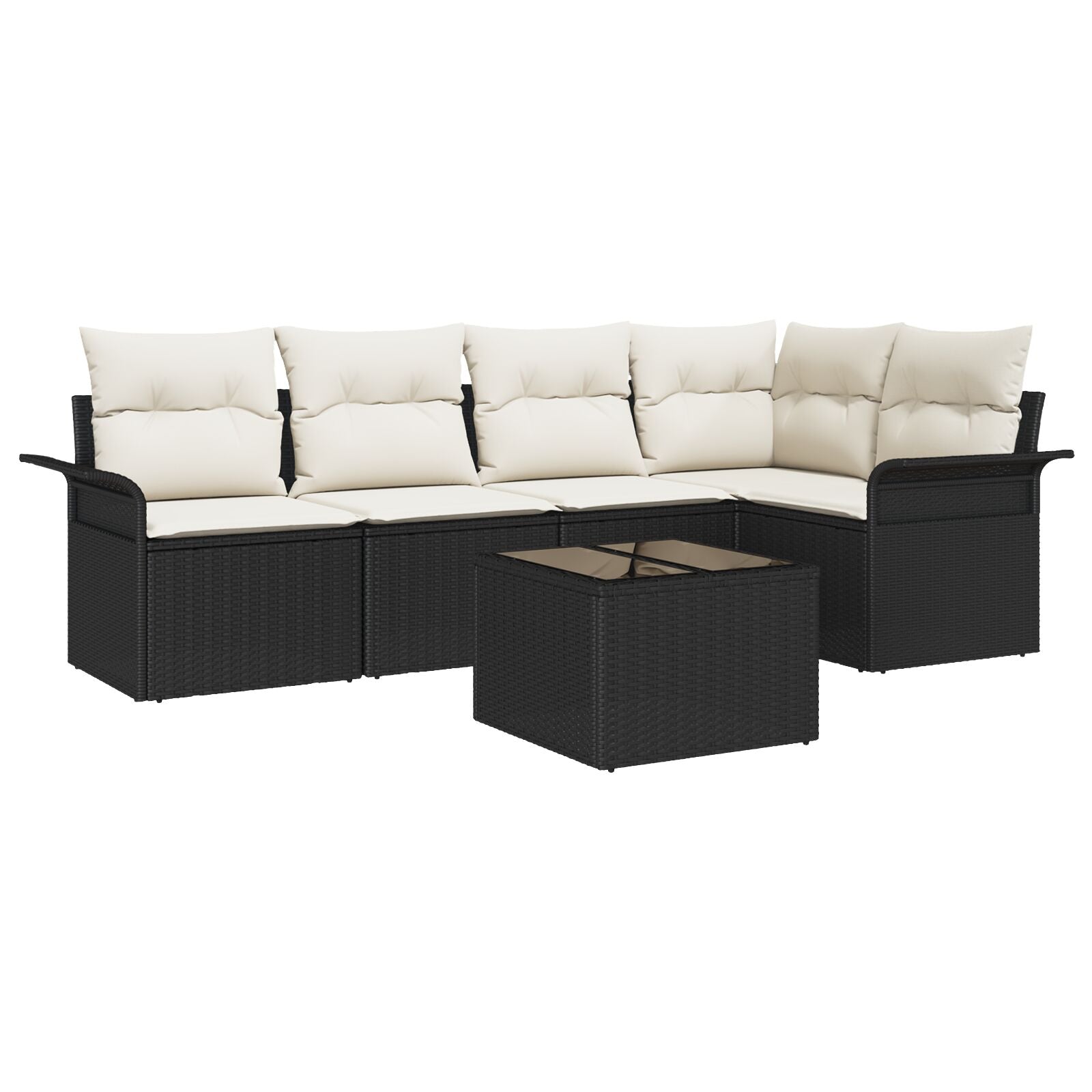 5 Stuks Tuin Sofaset met Kussens Bruin Poly Rattan