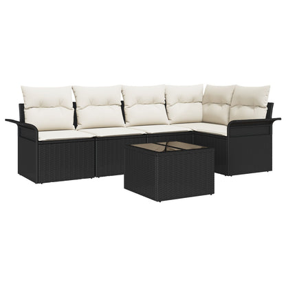 5 Stuks Tuin Sofaset met Kussens Bruin Poly Rattan