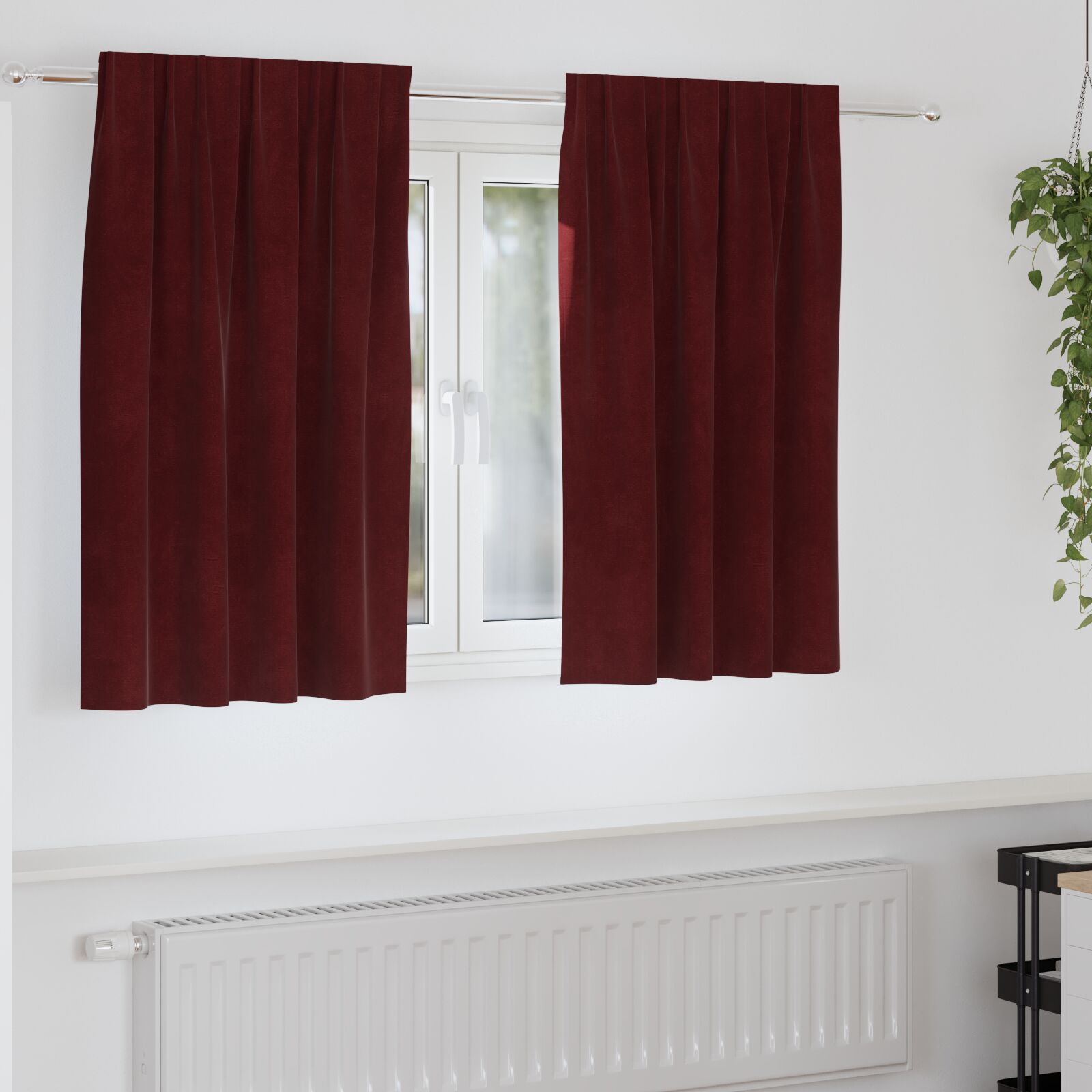 Zwarte Gordijnen Met Bovenbuis 2 Stuks Fluweel Wijnrood 140 x 140 cm met ingebouwde tape
