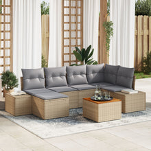 7-Delige Tuin Sofa Set Met Kussens Beige Poly Rattan Acacia