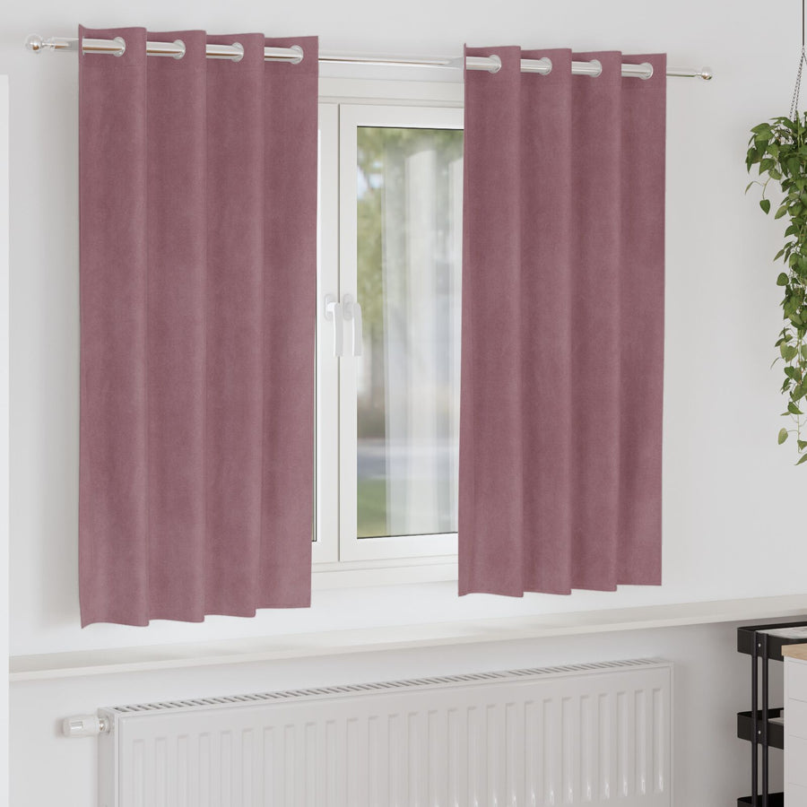 Blackout Gordijnen 2 Stuks Velours Donkerroze 140 x 175 cm met oogjes