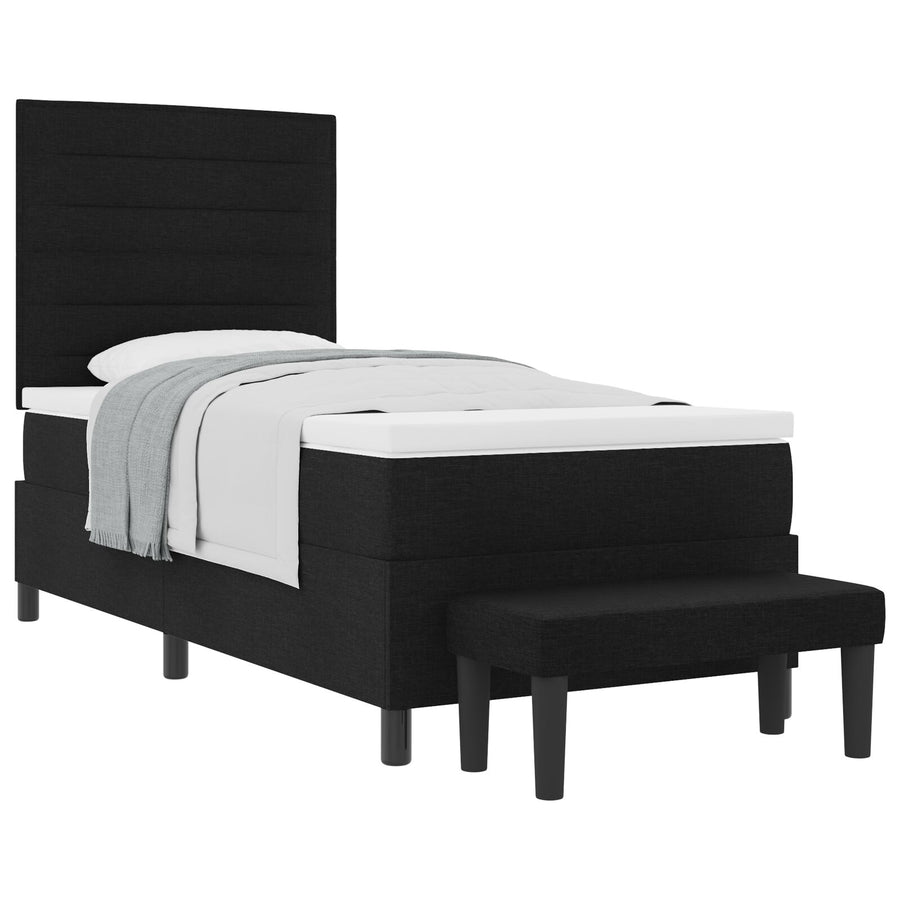 Boxspringbed Met Matras & Bank Stof Zwart 90 x 190 cm Lijnen ontwerp