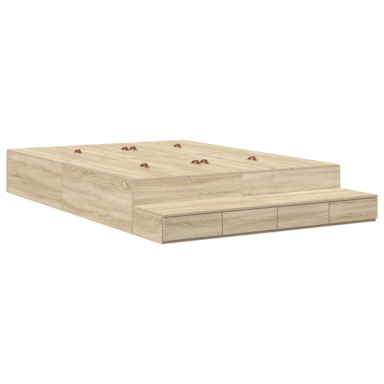 Opbergbedframe Sonoma Eiken Spaanplaat 140 X 190 Cm Artisanaal Eiken