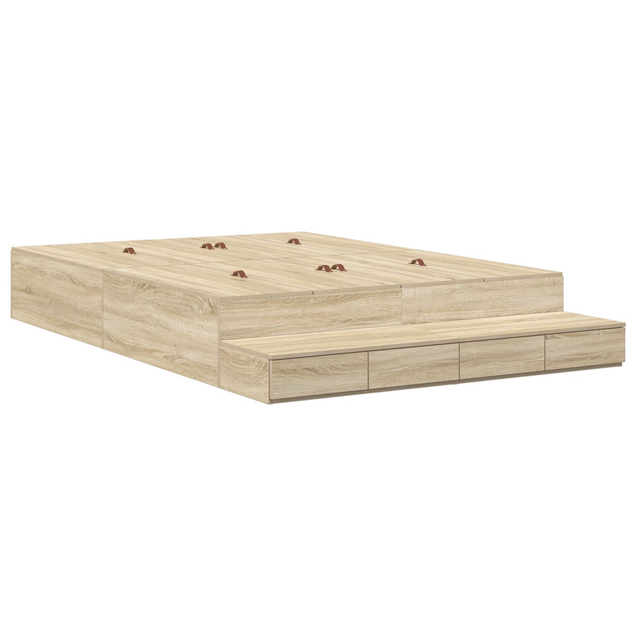 Opbergbedframe Sonoma Eiken Spaanplaat 140 X 190 Cm Artisanaal Eiken