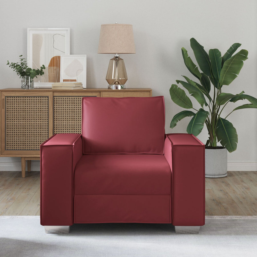 Fauteuil Faux Leer Wijnrood 59 cm