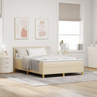 Box spring bed with mattress with headboard Cream 140 x 190 cm Fabric