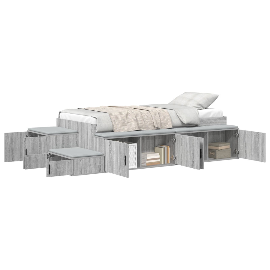 Opslagbed Grijs Sonoma Bewerkt Hout 75 X 190 Cm Opslagbed Frame Artisanaal Eiken