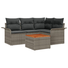5-Delige Tuin Sofa Set Met Kussens Grijs Poly Rattan Acacia