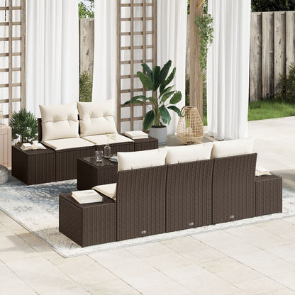 6-Delige Tuin Sofa Set Met Kussens Bruin Poly Rattan