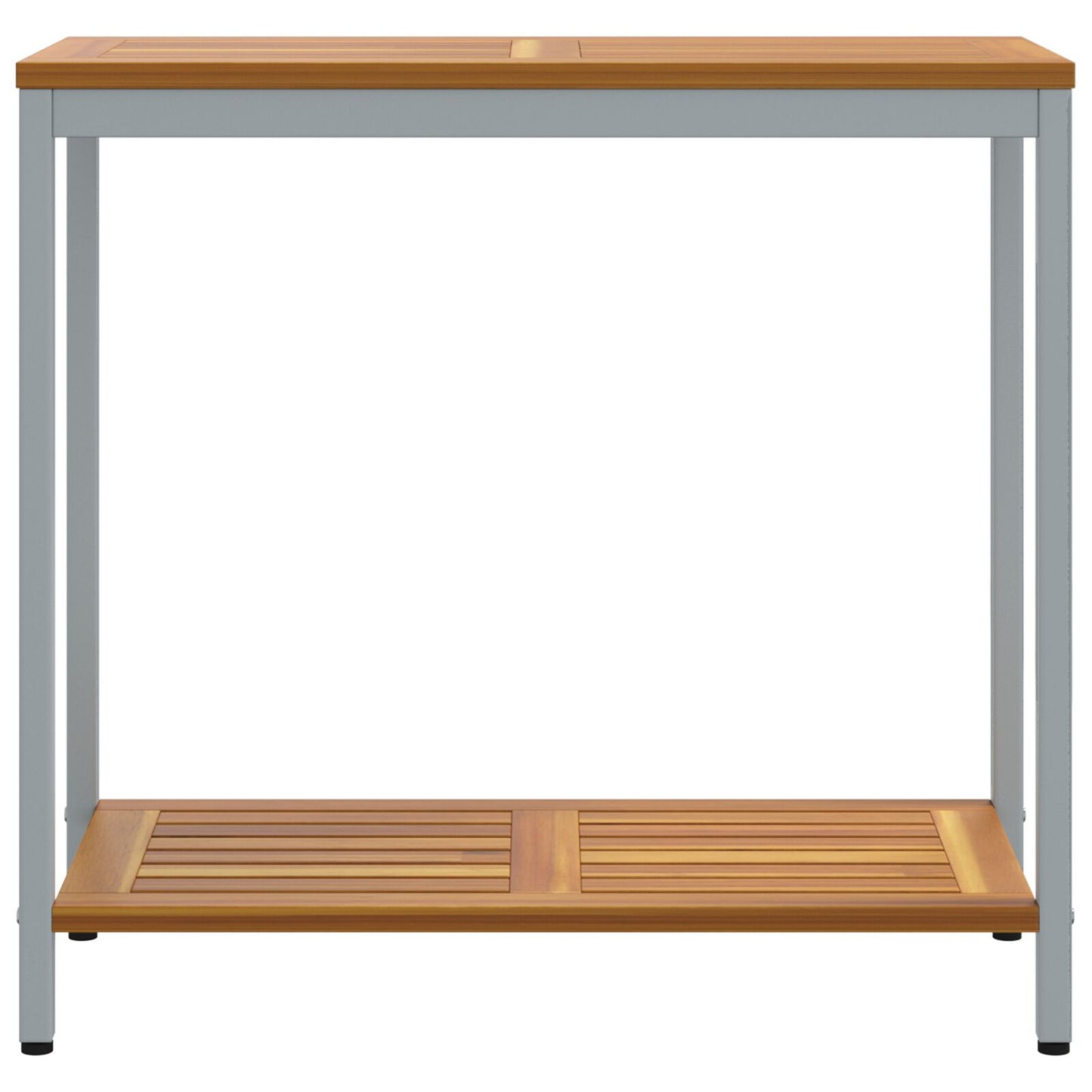 Buitentafel E & Grijze 35X80X75 Cm Massief Hout En Staal Natuurlijk en grijs 80 x 35 x 75 cm