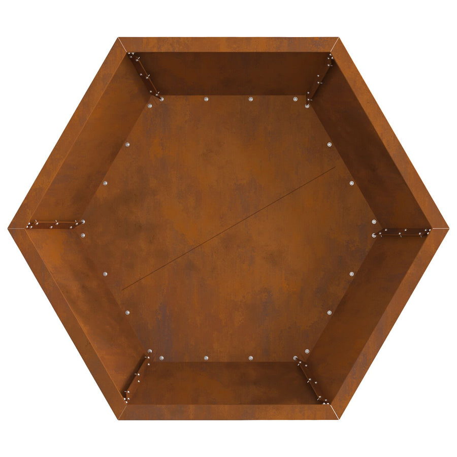 Vuurkorf Hexagonaal Verweerd Staal 75 x 75 x 28 cm Weerbestendig staal/Bruin