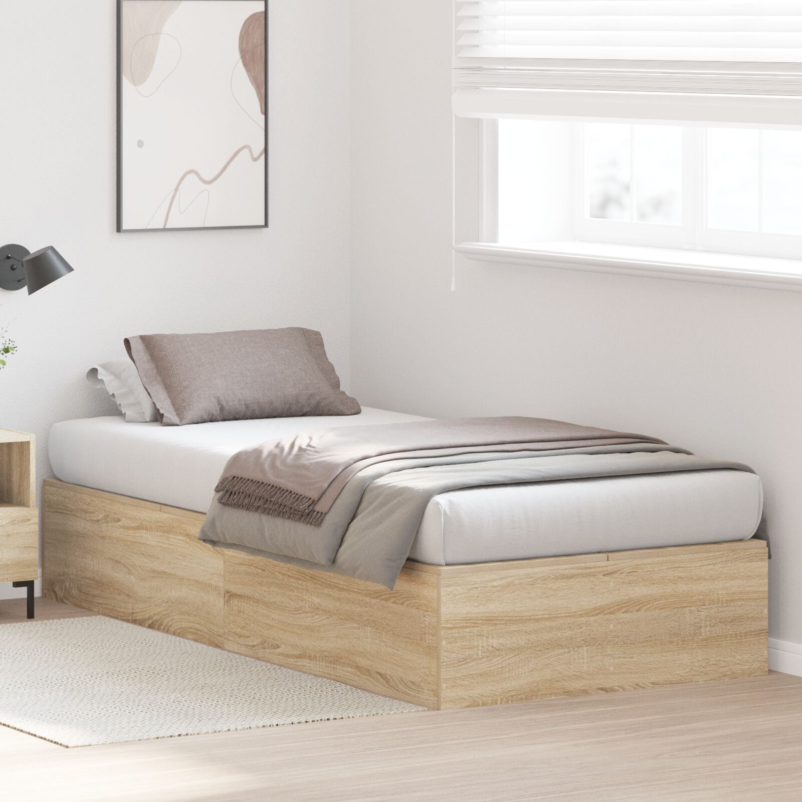 Opslag Bedframe Sonoma Eiken 90 x 190 cm