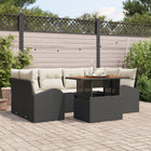 Garden Sofa Set with Cushions 7 pcs Black and Cream