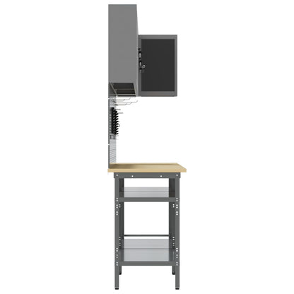10-Delige Toolopslagtafelset Gelaagd Hout En Metaal 100 cm kast met pegboard Zwart 3x tafel + 4x kast + 4x pegboard