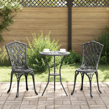 3-Delige Tuin Bistro Set In Gietaluminium Zwart