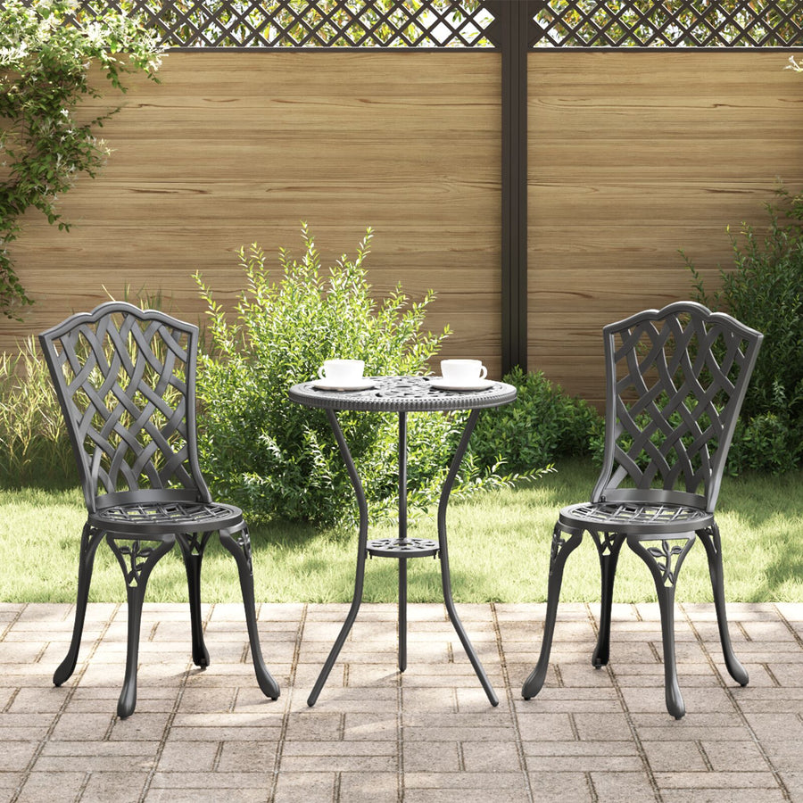 3-Delige Tuin Bistro Set In Gietaluminium Zwart