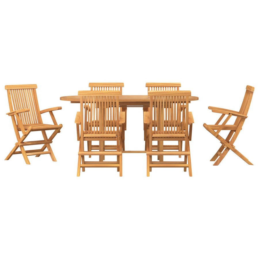 7-Delig Tuin Eettafel Set Van Massief Teak