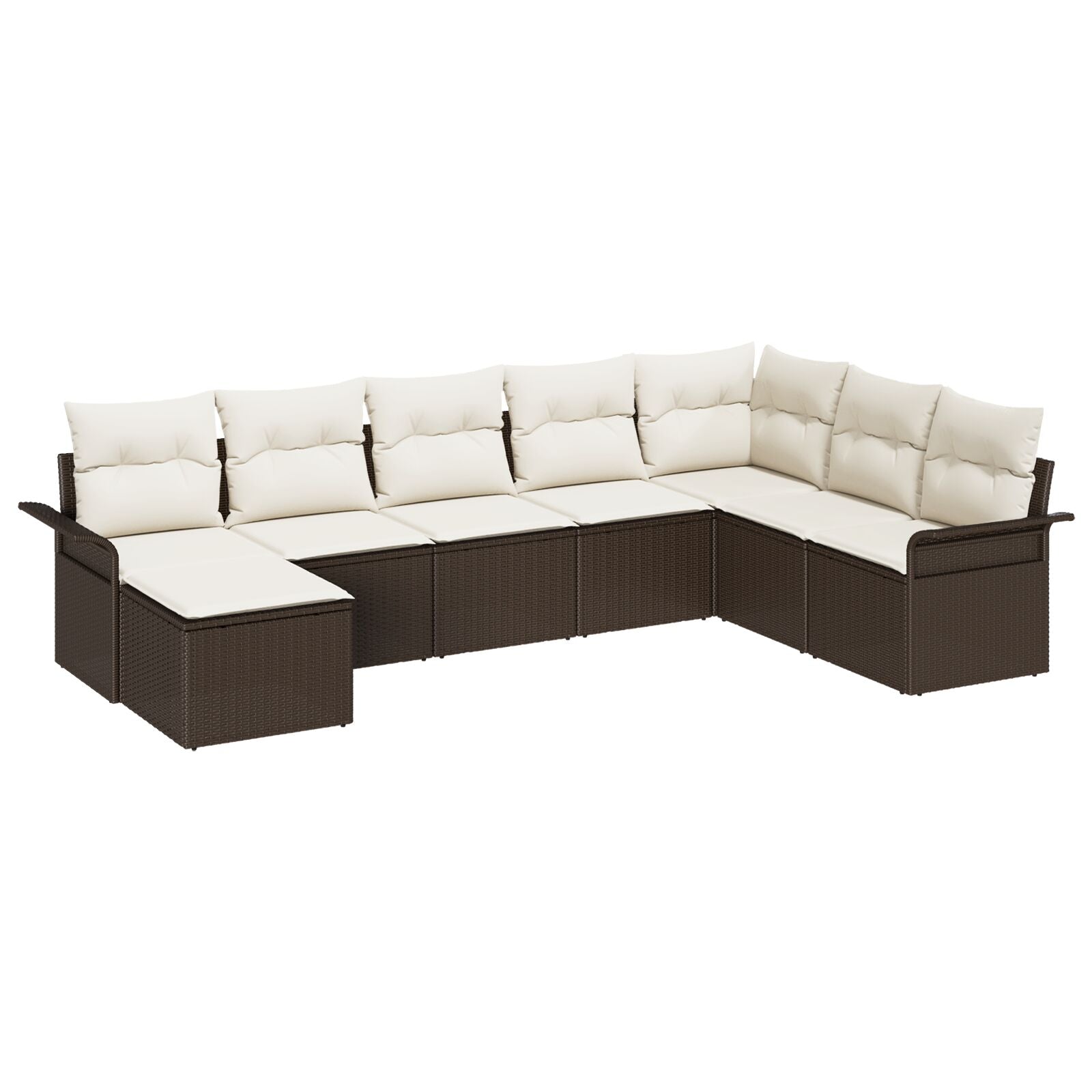 8-Delige Tuin Sofa Set Met Kussens Bruine Poly Rattan