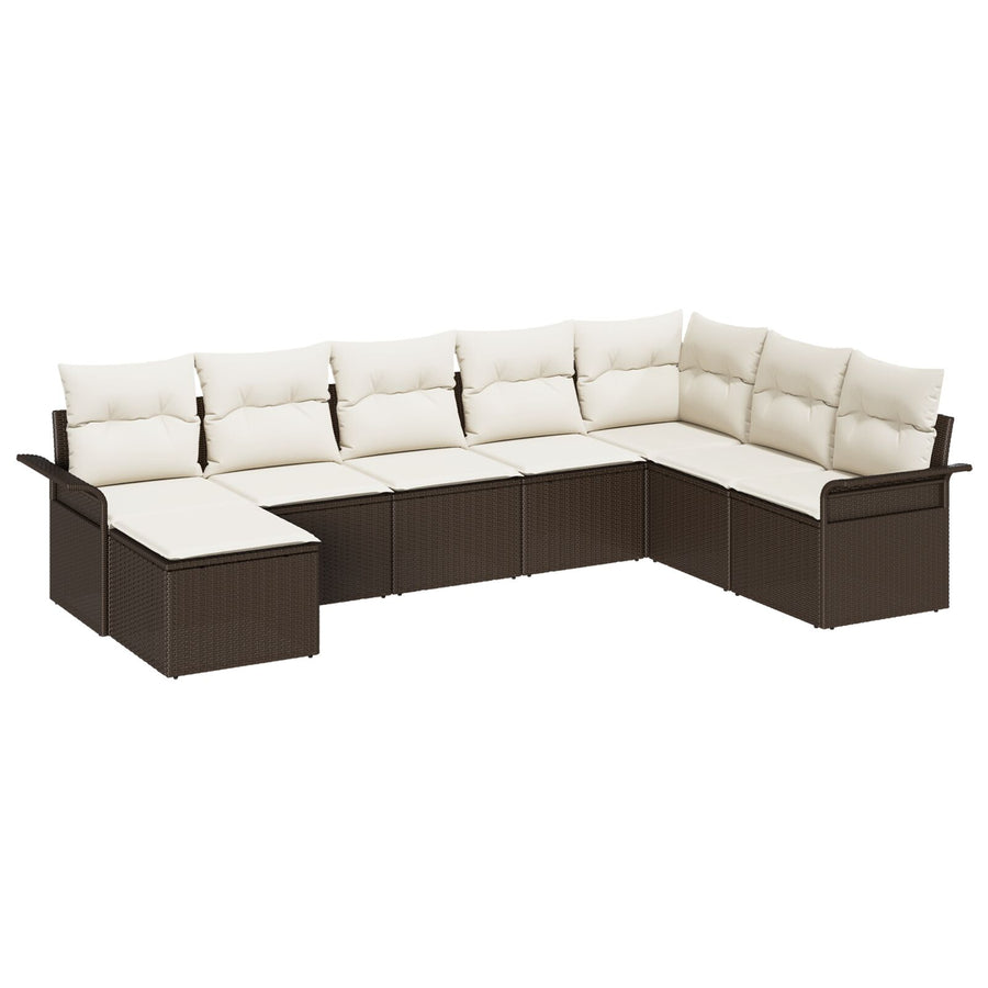 8-Delige Tuin Sofa Set Met Kussens Bruine Poly Rattan