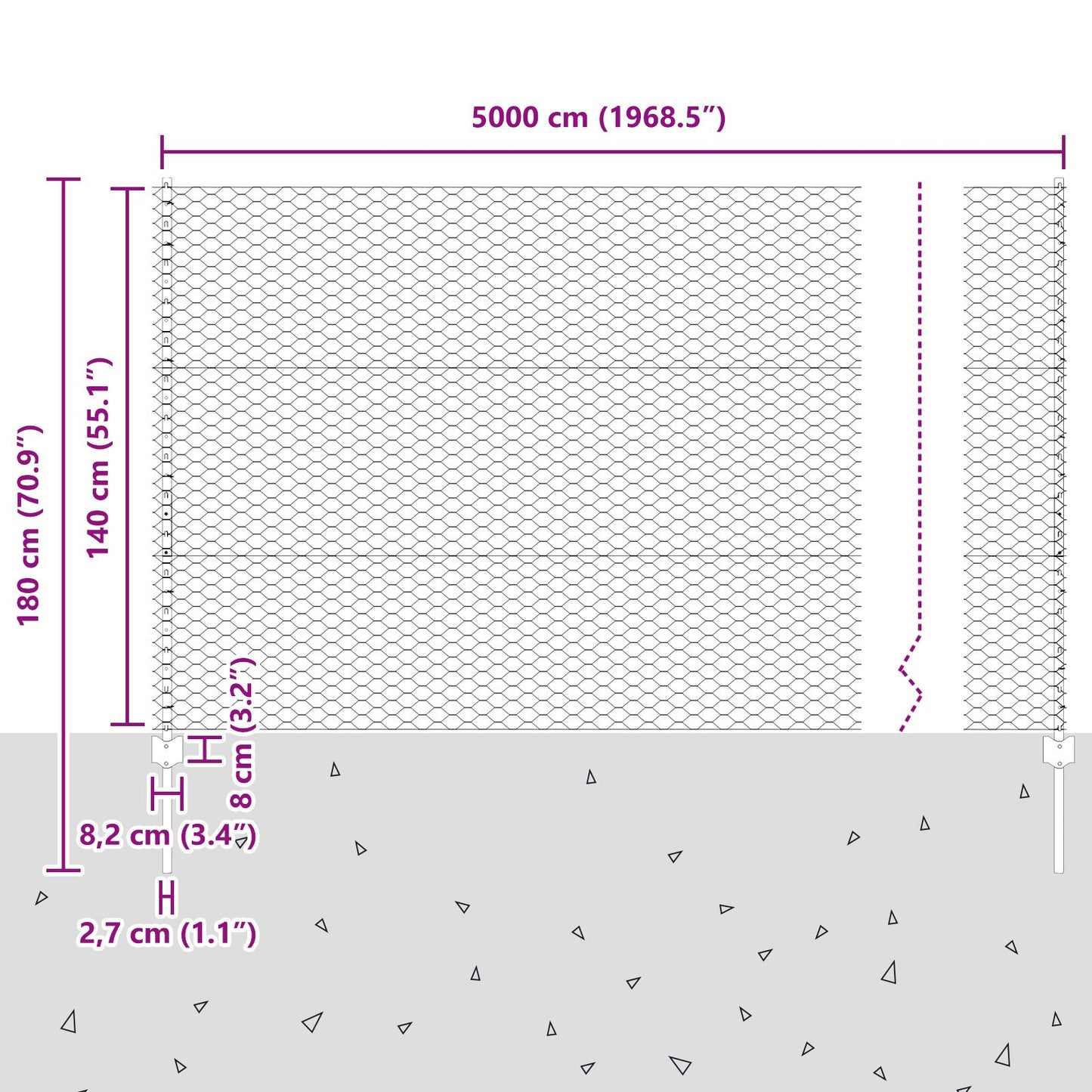 Schuttingpalen 22 St U-Channel 140 Cm Gegalvaniseerd Staal,  Hexagon Schutting 1,4X50 M Gegalvaniseerd Staal