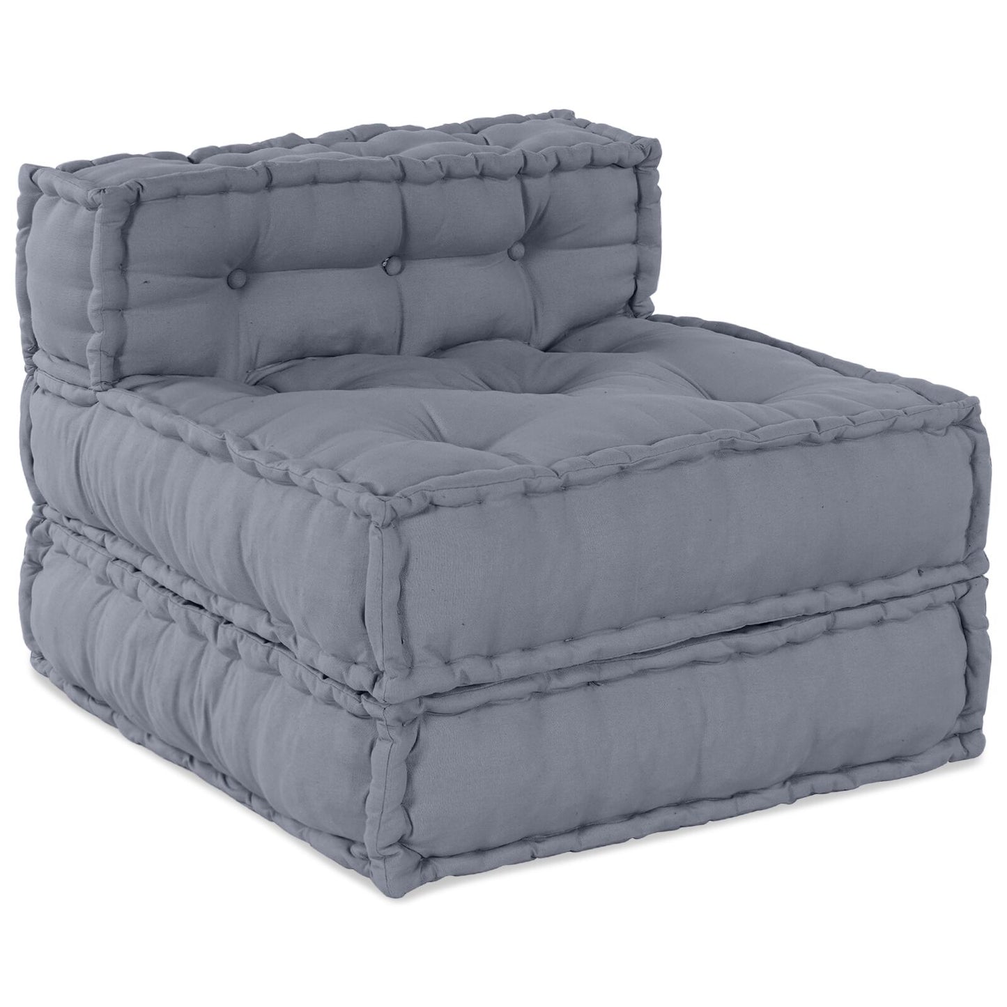 4-Zits Modulaire Pouf Bank Convertible Stoffering Grijs 70 x 70 x 54 cm Lounge + 3x middelste