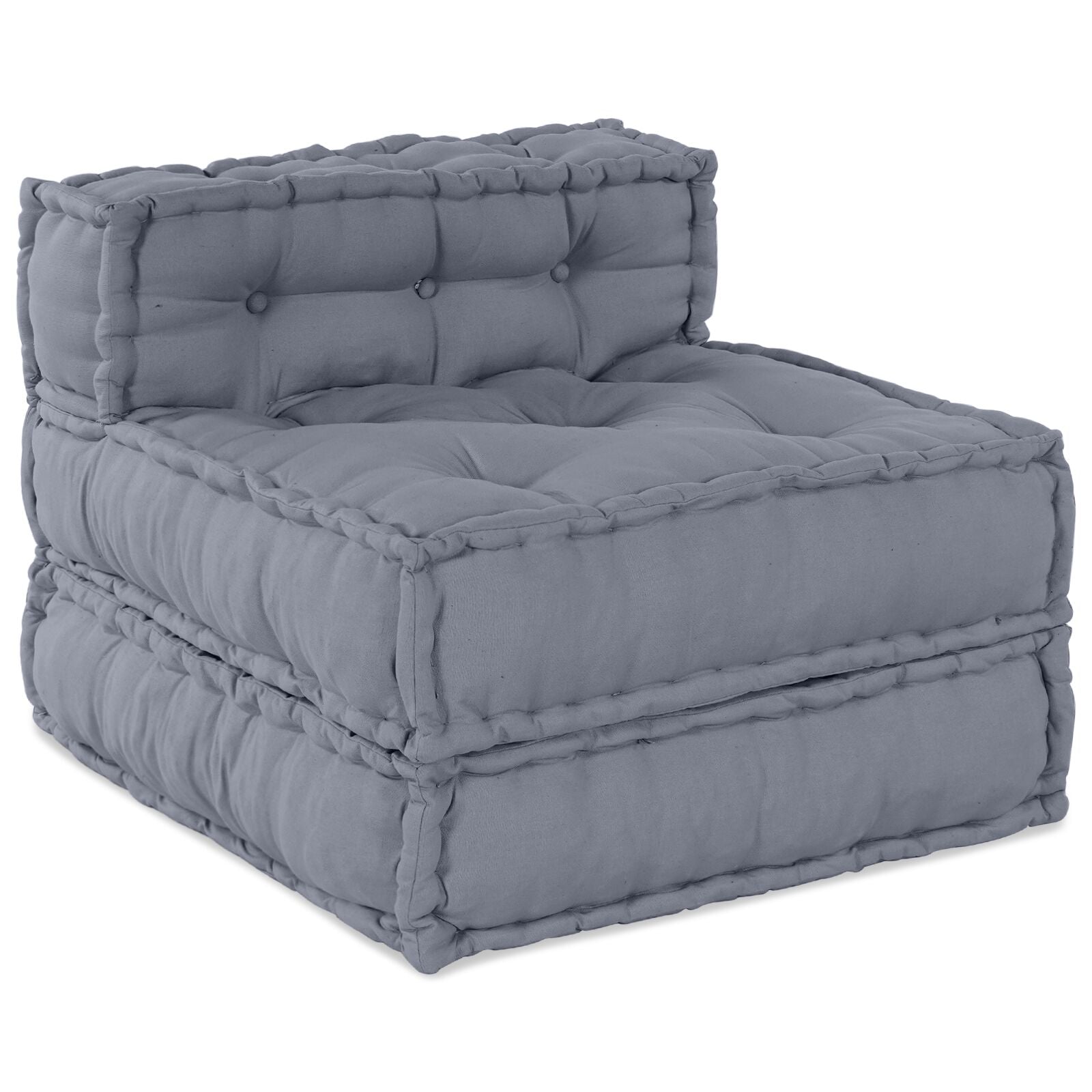 4-Zits Modulaire Pouf Bank Convertible Stoffering Grijs 70 x 70 x 54 cm Lounge + 3x middelste