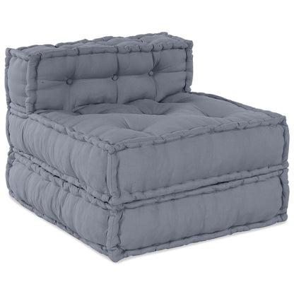 4-Zits Modulaire Pouf Bank Convertible Stoffering Grijs 70 x 70 x 54 cm Lounge + 3x middelste