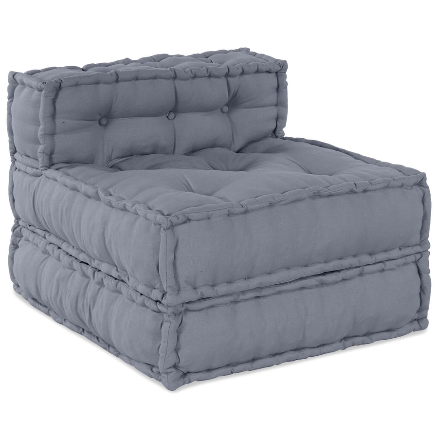 4-Zits Modulaire Pouf Bank Convertible Stoffering Grijs 70 x 70 x 54 cm Lounge + 3x middelste