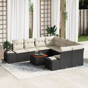 Tuinbankenset poly rattan 9-delig zwart