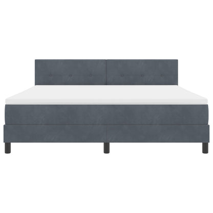 Boxspring Bed Met Matras Donkergrijs Super King Fluweel Blauw