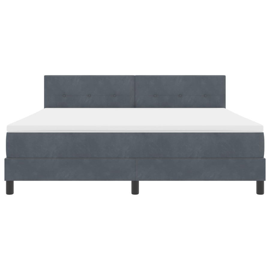 Boxspring Bed Met Matras Donkergrijs Super King Fluweel Blauw