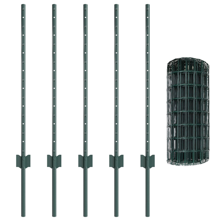 Euro Omheining Met 5 U-Posts, Groen, 0.8X10 M Staal