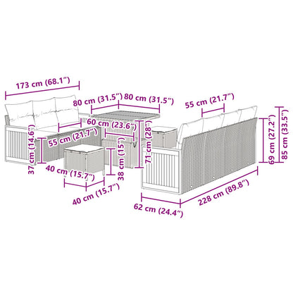 10-Delige Tuinsofa Set Met Kussens Beige Poly Rattan Acacia, 2-Zits Tuinsofa Met Kussens Beige Poly Rattan, 3-Delige Tuin Eetset Met Kussens Beige Poly Rattan Acacia Wit