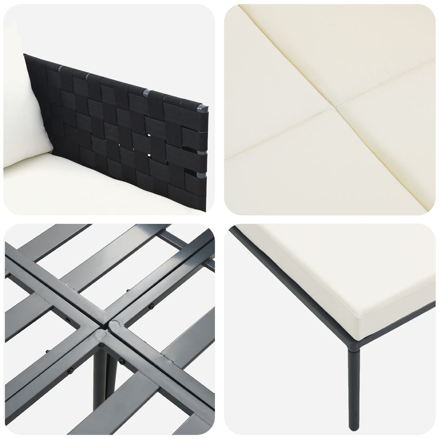 Ligbed Met Kussens 2-Persoons Antraciet 115X153X69,5 Cm Staal Crème wit