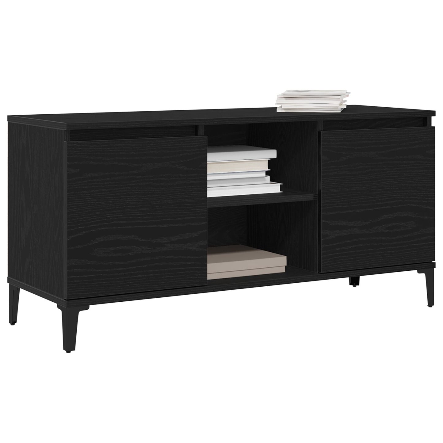 Tv-Kast Zwart Eiken 102X35X50 Cm Bewerkt Hout