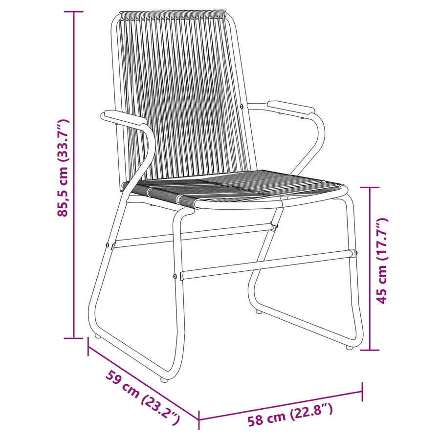 5-Delige Tuin Eetset Zwart Pvc Rattan
