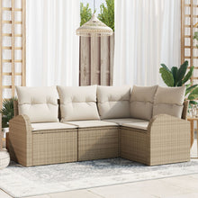 4-Delige Tuin Sofa Set Met Kussens Poly Rattan Beige en crème zonder tafel