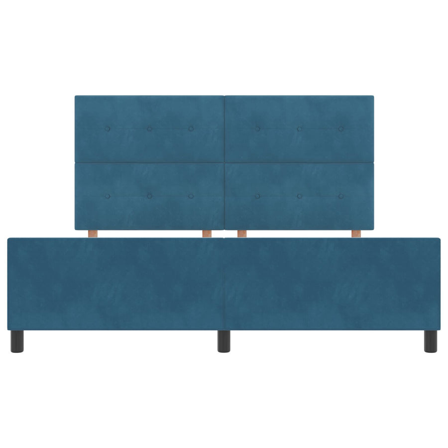 Bedframe Donkerblauw 180X200 Cm Fluweel Crème