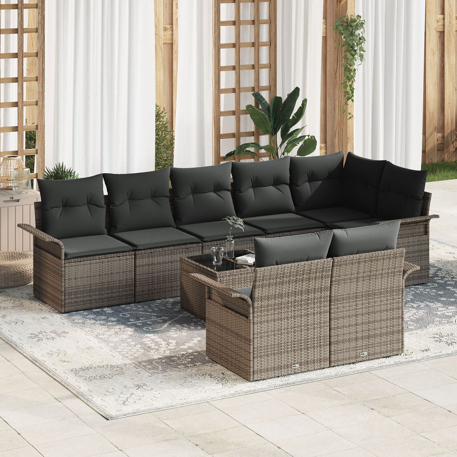 Tuin Sofa Set Set Van 9 Poly Rattan Tuin Sofa Set Grijs met tafel