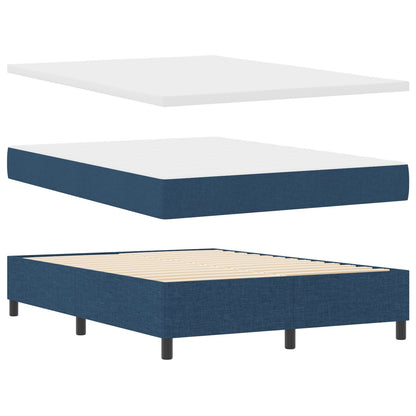 Boxspringbed Met Matras & Bank Stof Blauw 160 x 200 cm Knoop tufted