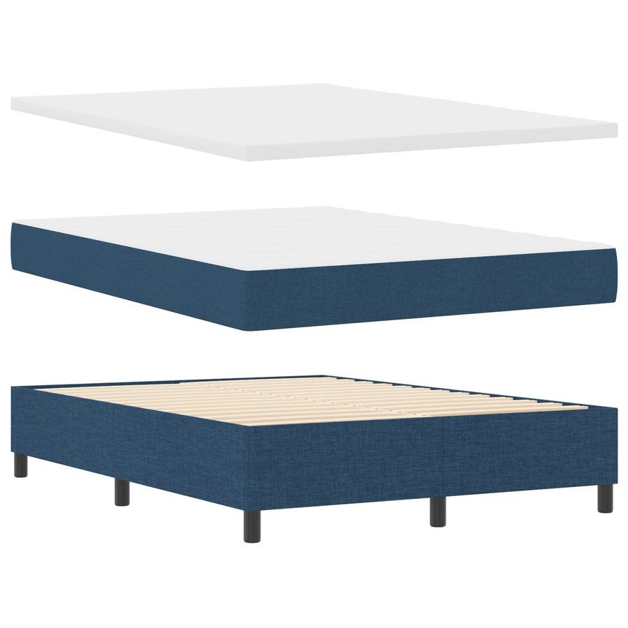 Boxspringbed Met Matras & Bank Stof Blauw 160 x 200 cm Knoop tufted
