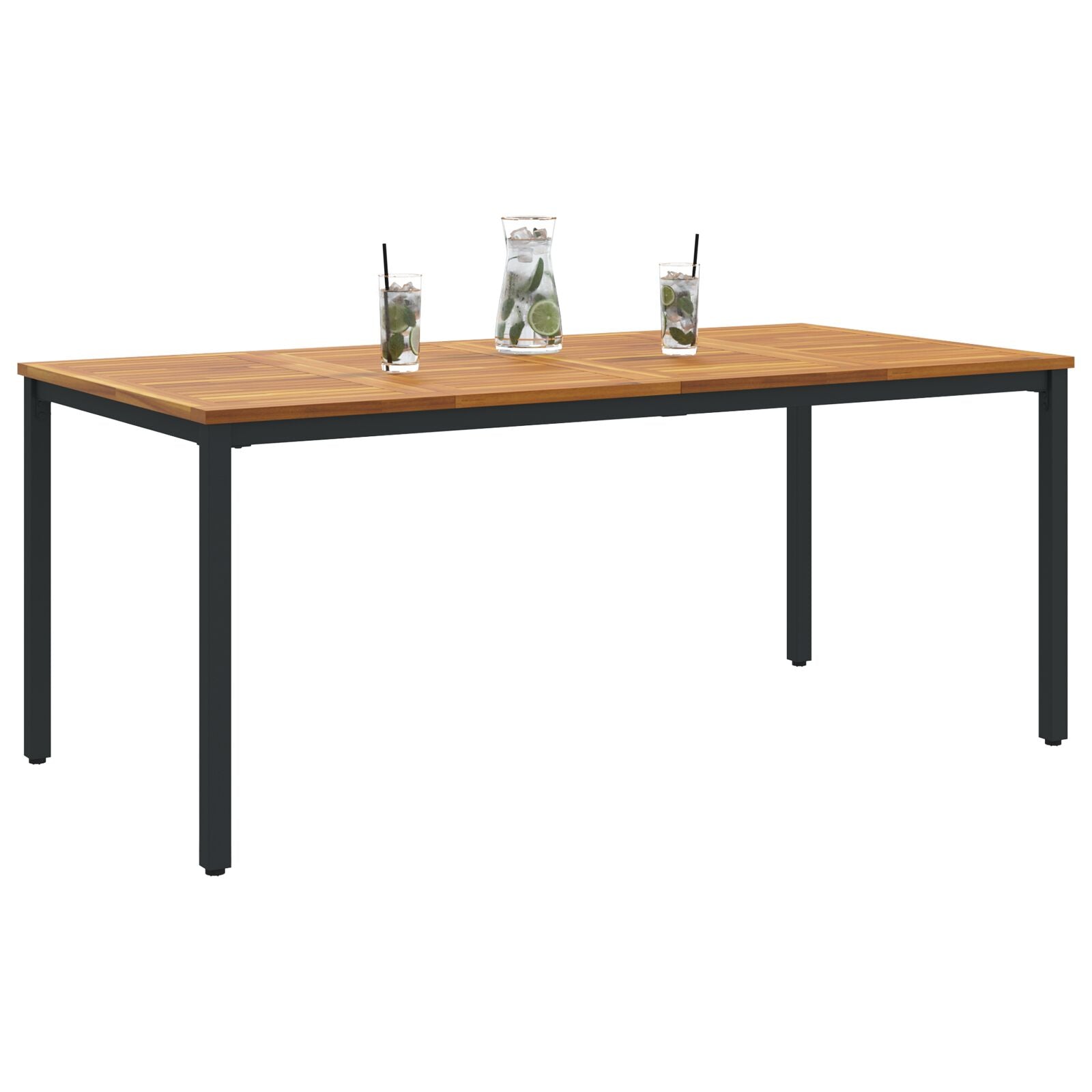 Tuin Tafel Van Massief Acaciahout En Metaal 180 x 90 x 75 cm Natuurlijk en zwart